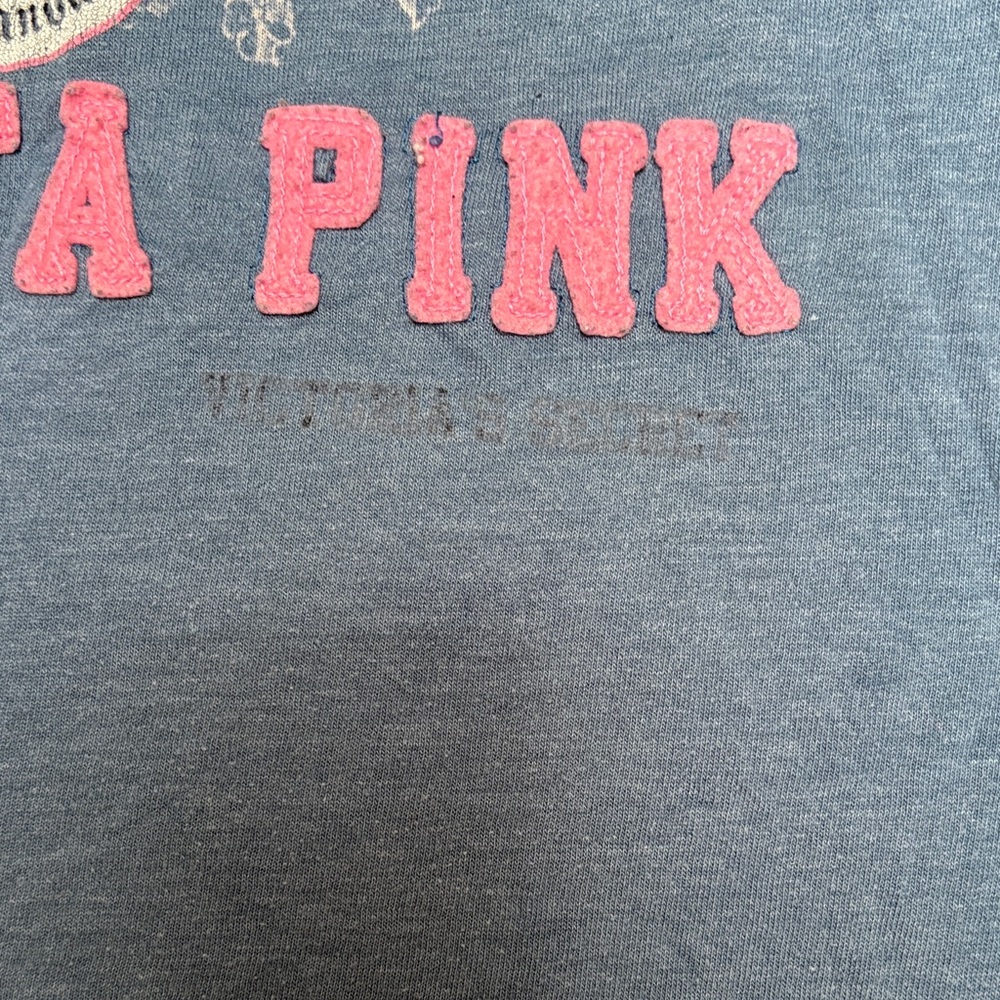 PINK Victoria's Secret Blue Phi Beta Pink T Shirt w/ Retro Dog Logo - Picture 4 of 5